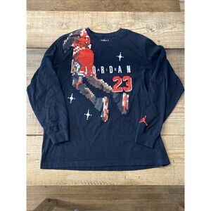 AIR JORDAN Black Long Sleeve Digital Pixels Of MJ In Air T-Shirt Size XXL#23